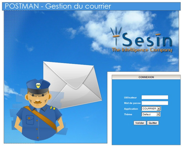 Page de connexion du logiciel de gestion de courriers Outil de gestion de courrier