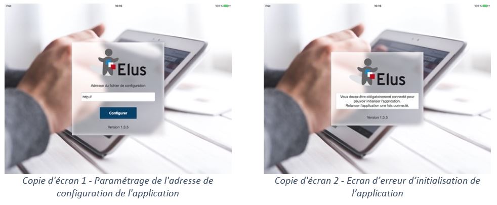 Copies d'écran Accueil App Elus